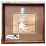 Framed P Buckley Moss blue eyes Signed print