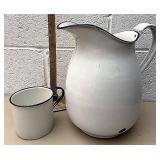 Enamelware pitcher and cup