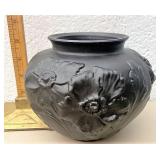 Tiffin Embossed Black Satin Vase