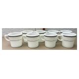 Set of 8 Pyrex Black Stripe Restaurant Mugs