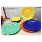 Colorful glass dinner and salad plates