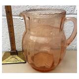 Pink Depression glass pitcher