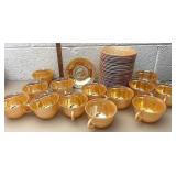 29 fire king peach luster saucers &13 cups