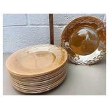12 9" fire king peach luster plates