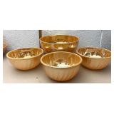 Fire king peach luster punch bowl & 3 swirl