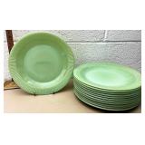 12 Jadeite Jane Ray Dinner Plates 9"