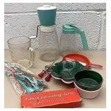 Vintage plastic and glass kitchen accessories