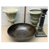 Decorative bowl candle stick and flower pots