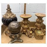 Gold tone candle sticks and home Decore