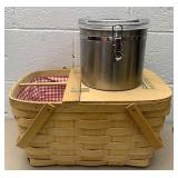 Bath and Bodyworks picnic basket and stainless