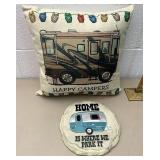 Happy campers pillow and plaque