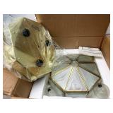 Flush mount Brass and glass light fixture