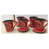 Table tops unlimited red and black cups & saucers
