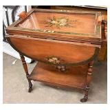 painted tea cart with glass serving tray