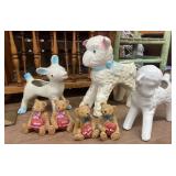 Pottery lamb planters And cherished teddies
