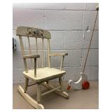 Hello kitty rocking chair and duck push toy