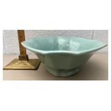 Zanesville stoneware teal bowl