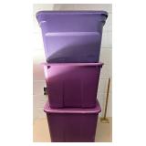 Purple storage totes
