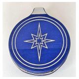 Blue ornament with protector and lid