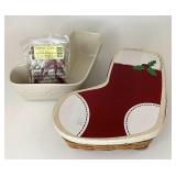 Stocking with liner Protector lid and pottery