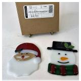 Santa and snowman ornament set