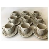USA green Nine tea cups and saucers