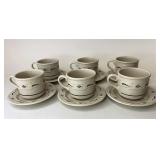 USA green 6 Tea cups and saucers