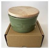 NIB Sage salt crock with lid