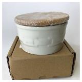 NIB Ivory salt crock with lid