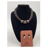 So Rachel Leather trim and tack necklace and