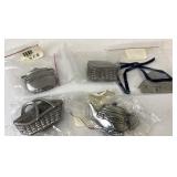 Assorted pewter magnets & 1 tie on