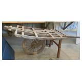 Antique wooden cart with wooden wheel