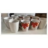 White and fall painted mugs