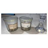 Glass jars and candleholder