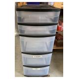 Five drawer plastic storage tote