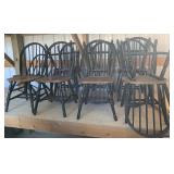 Set of 11 wooden dining room table chairs