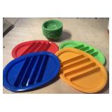 Plastic bowls and serving tray