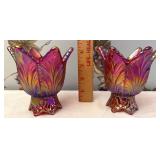 Carnival glass candleholders