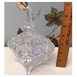Glass trinket box with a ring holder top