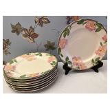 Eight Franciscan ware desert rose 10 inch dinner