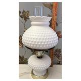 Fenton white hobnail student lamp