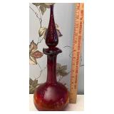 Amberina crackle glass decanter