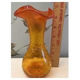 Orange crackle glass vase