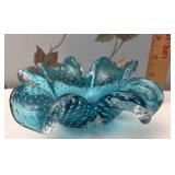 Blue bubble art glass