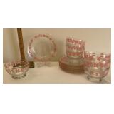 Glass plates with pink trim