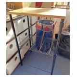 Wood top metal shelf