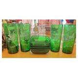 Green glassware lot