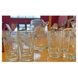 Etched pitcher and glasses