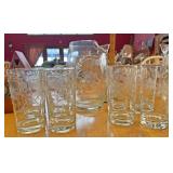Etched pitcher and glasses