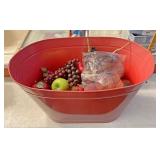 Metal container with fruit decor